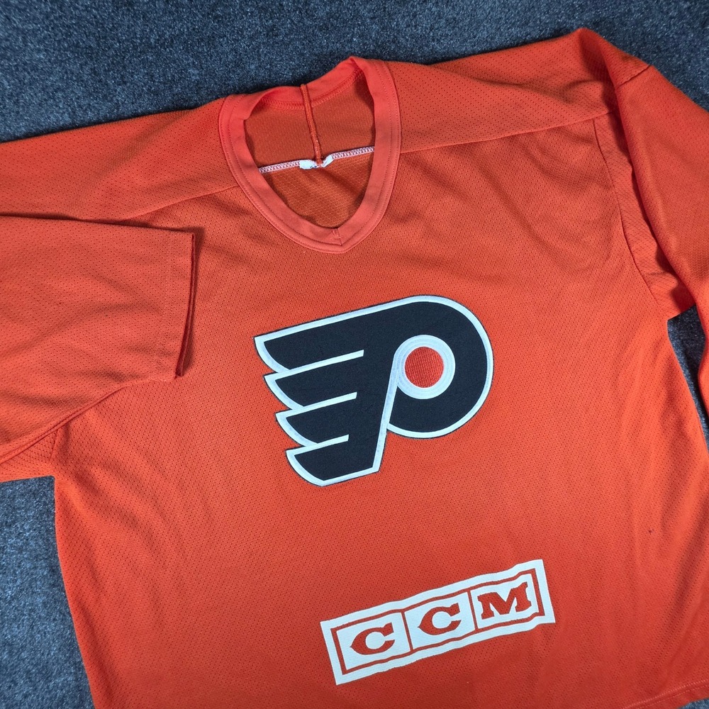 Vintage Philadelphia Flyers CCM NHL Hockey Jersey Mens XL Orange Mesh